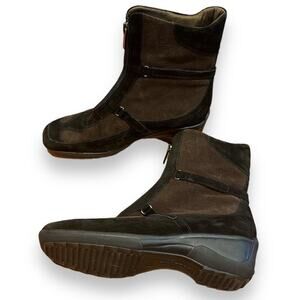 Aquatalia Weatherproof Suede Boot zip up ankle booties wedge heel black & brown